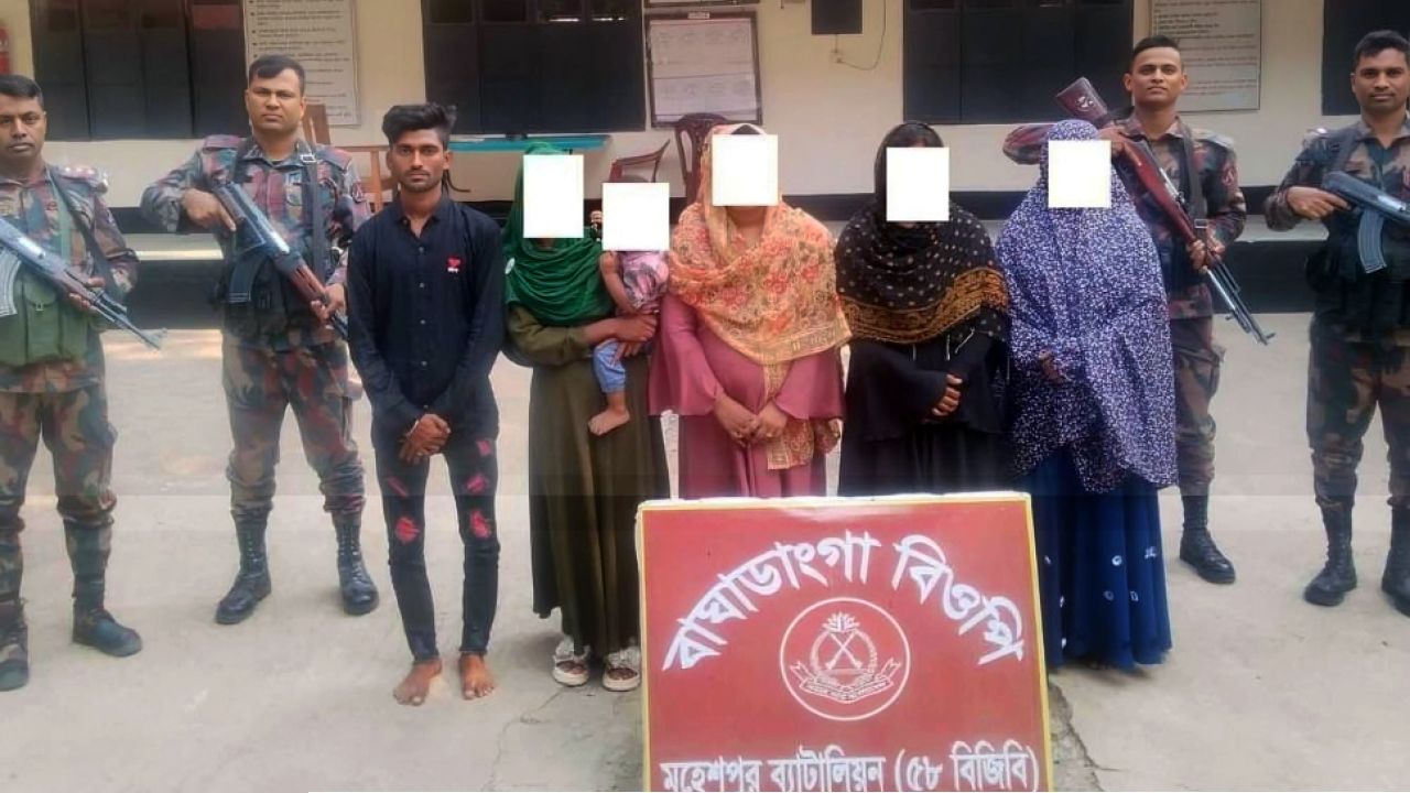 সীমান্ত দিয়ে অবৈধভাবে ভারতে অনুপ্রবেশ : নারী-শিশুসহ আটক ৬