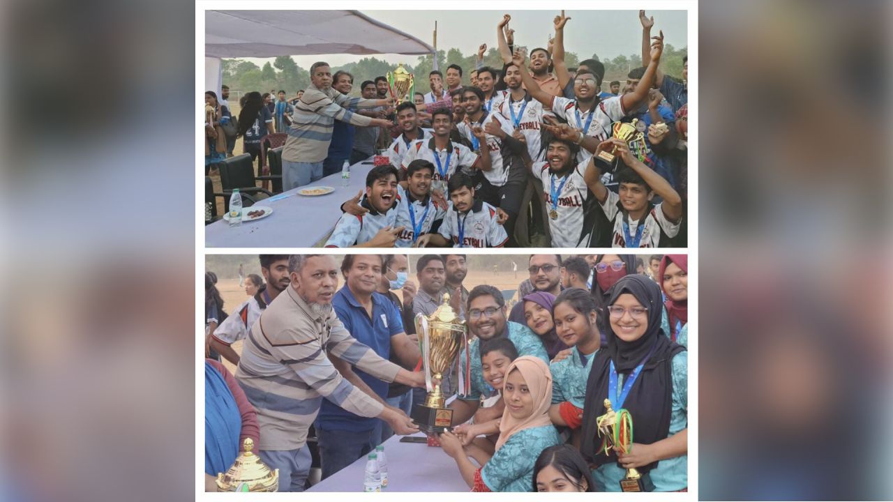 কুবিতে আন্তঃবিভাগ ভলিবল চ্যাম্পিয়ন লোক প্রশাসন ও বাংলা বিভাগ