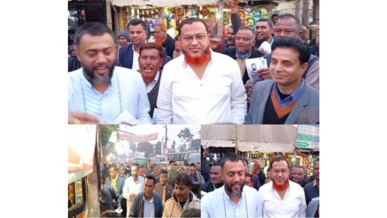 জলঢাকায় ধানের শীষ মার্কার লিফলেট বিতরণ 