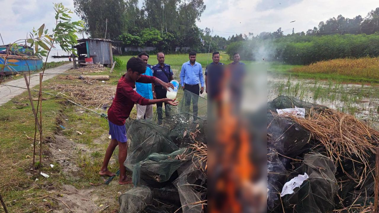 অবৈধ কারেন্ট জাল ও চায়না দুয়ারির বিরুদ্ধে কুড়িগ্রামে অভিযান