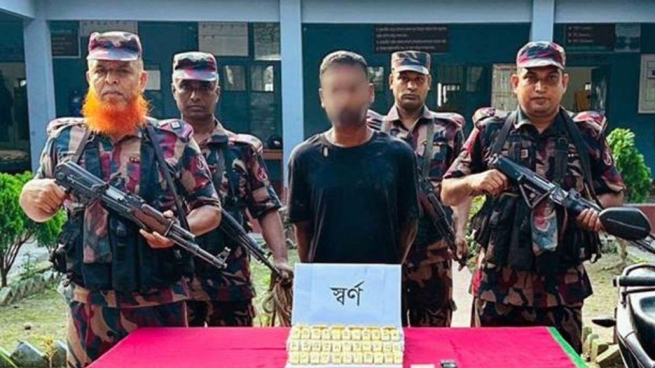 চুয়াডাঙ্গার দর্শনা সীমান্তে বিপুল পরিমাণ সোনাসহ পাচারকারী গ্রেপ্তার